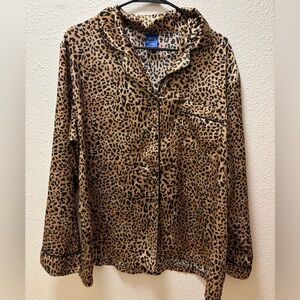 Apt. 9 Leopard-Print Satin Pajama Top in Tan & Black